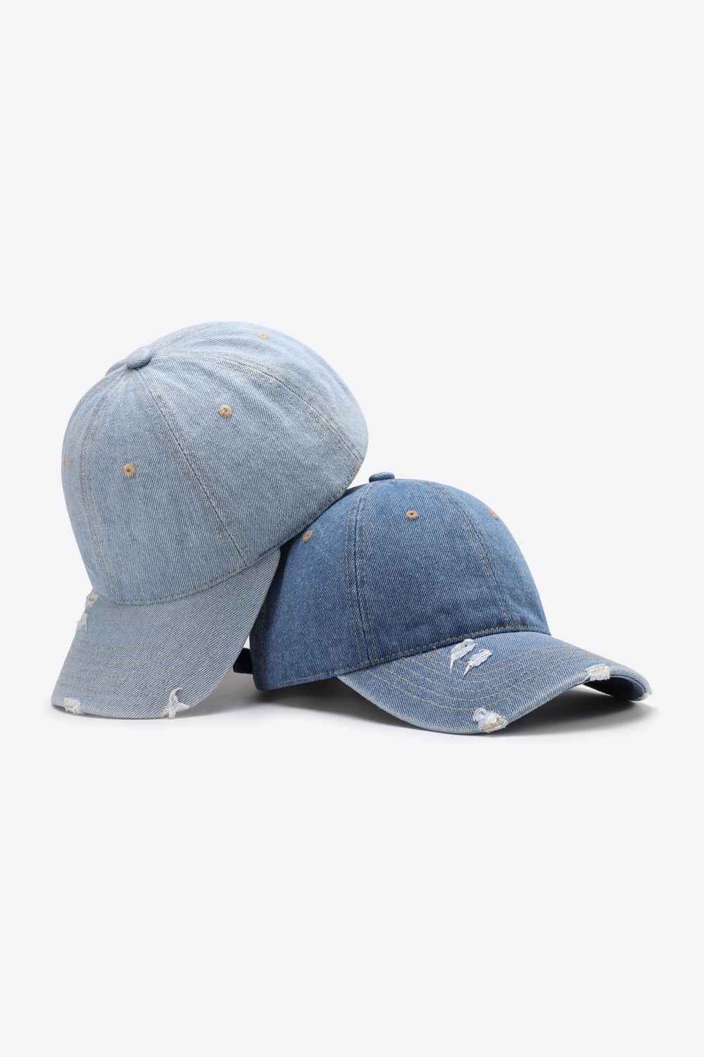 Distressed Adjustable Cotton Baseball Cap – Blue Tone Edit