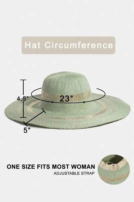 Fame Metallic Accent Trim Floppy Sun Hat