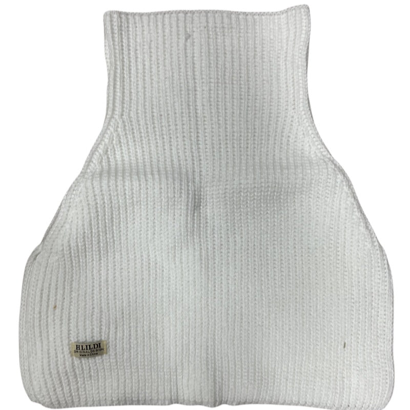 Women's Ribbed Knit Turtleneck Shoulder Wrap — flat isolated view of a pale high neck shoulder wrap