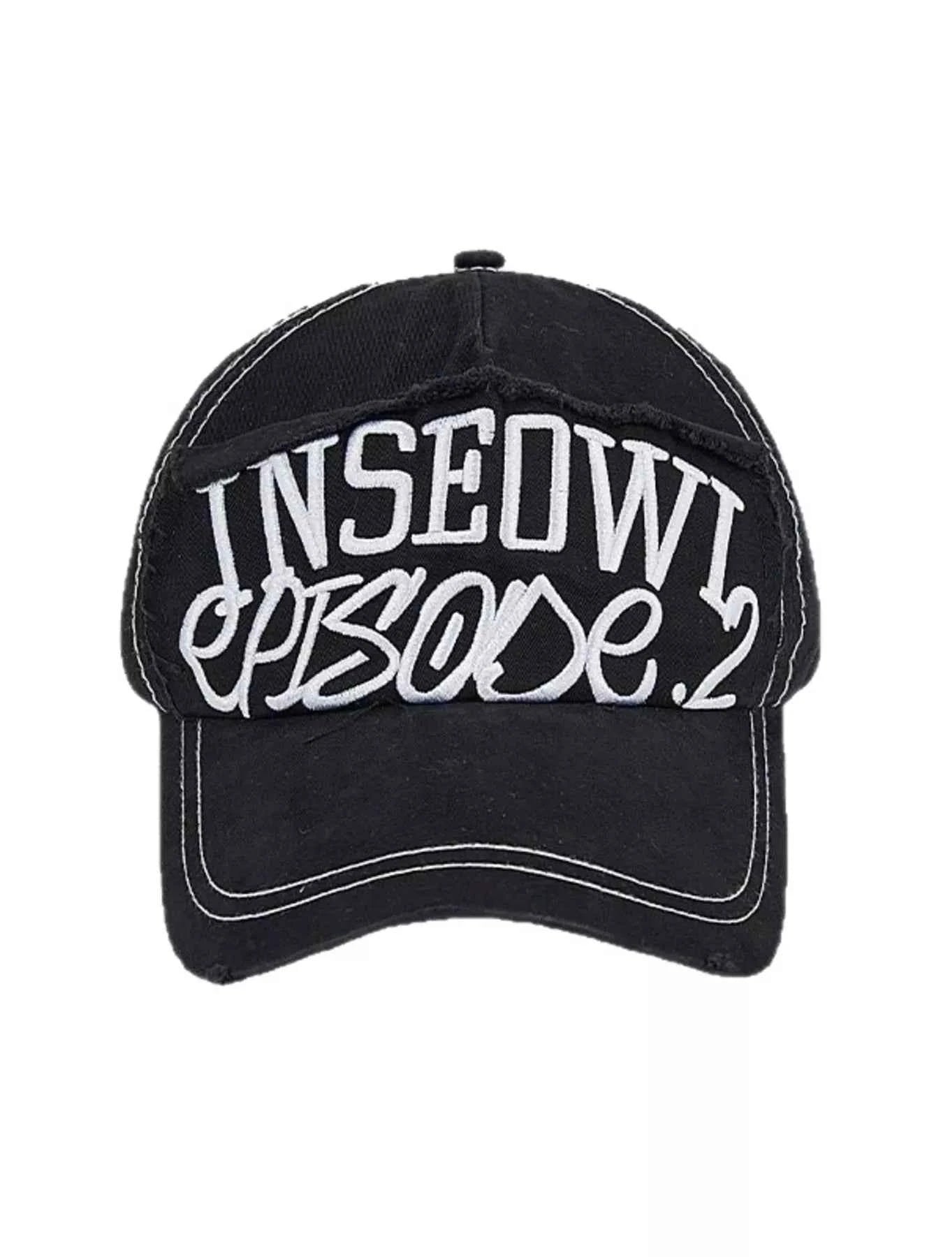 Monochrome Letter Embroidered Cotton Baseball Cap