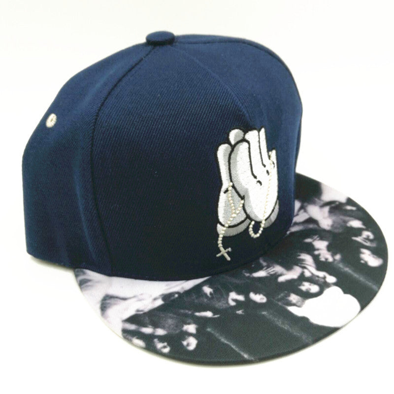 Adjustable cotton leaf print snapback rear detail