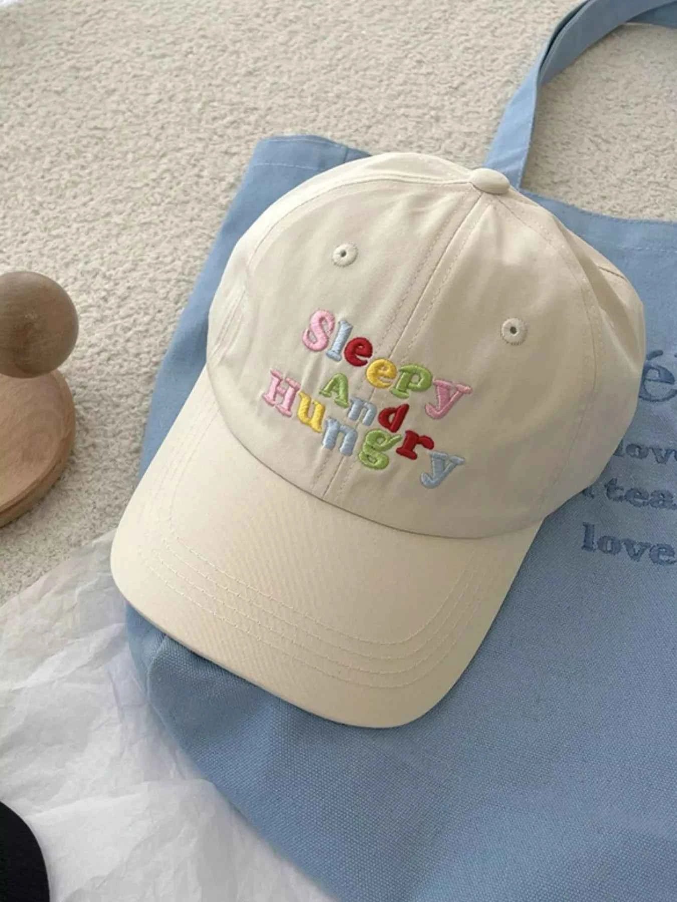 Minimal Letter Embroidered Cotton Baseball Cap
