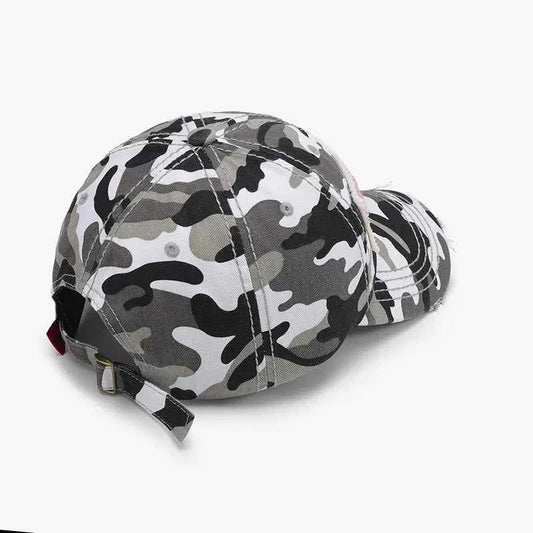Embroidered Letter Adjustable Cotton Baseball Cap – Camo & Neutrals
