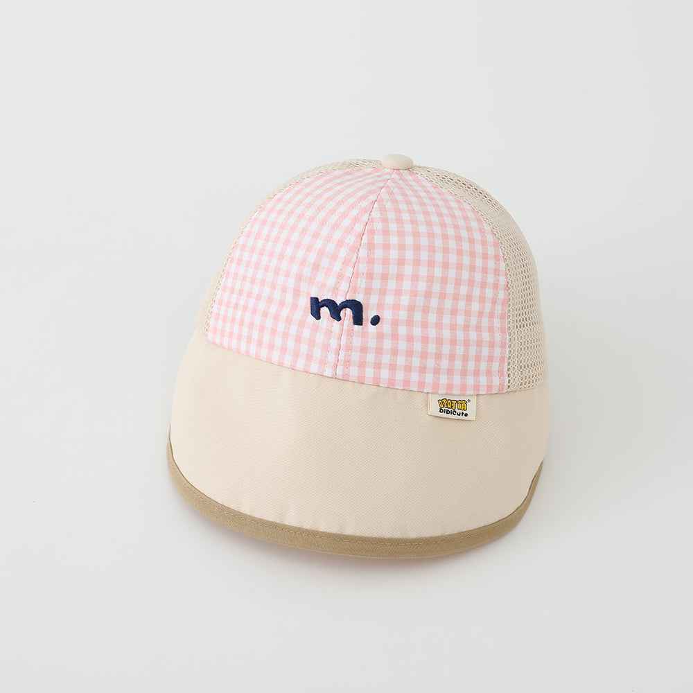 Kids Gingham Mesh Embroidered Baseball Caps