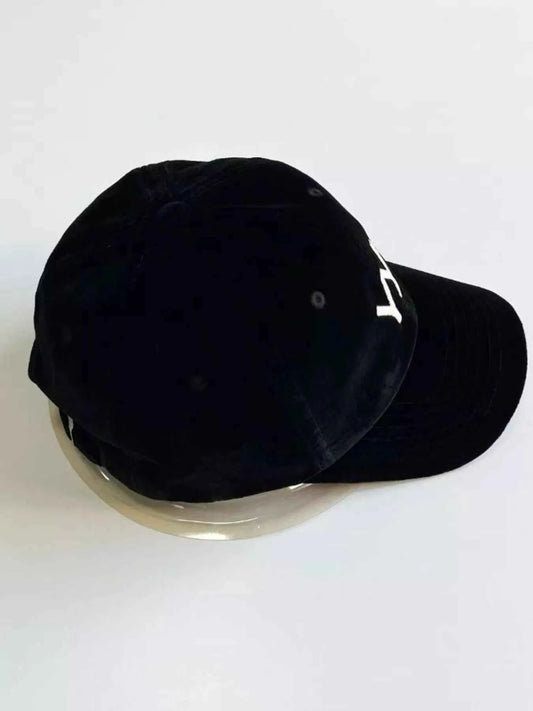 Black Embroidered Cotton Baseball Cap