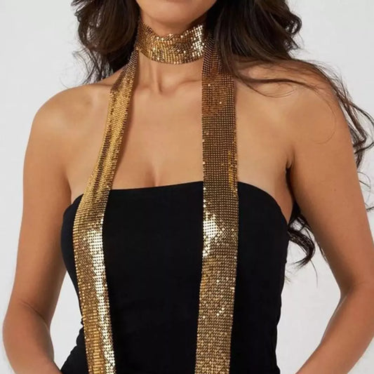 Women's Sequin Glamour Scarf in Silver - styled detail 2