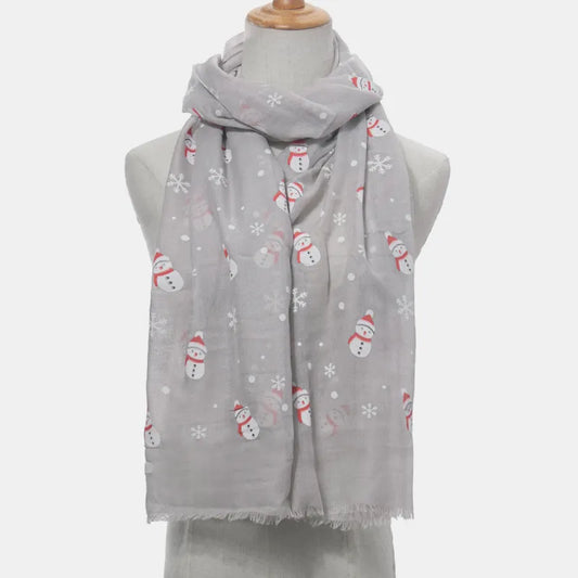Snowman fringe Christmas scarf - product photo 2