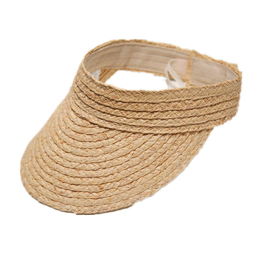Ladies woven raffia straw sun visor hat - product photo 2