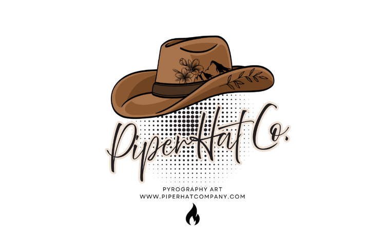 Piper Hat Co. illustrated brown hat and script logo