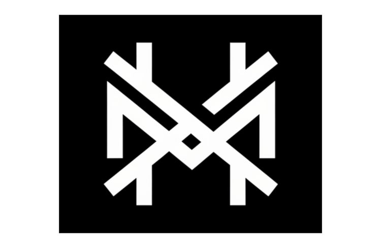 The Mad Hatter Company white geometric monogram on a black square