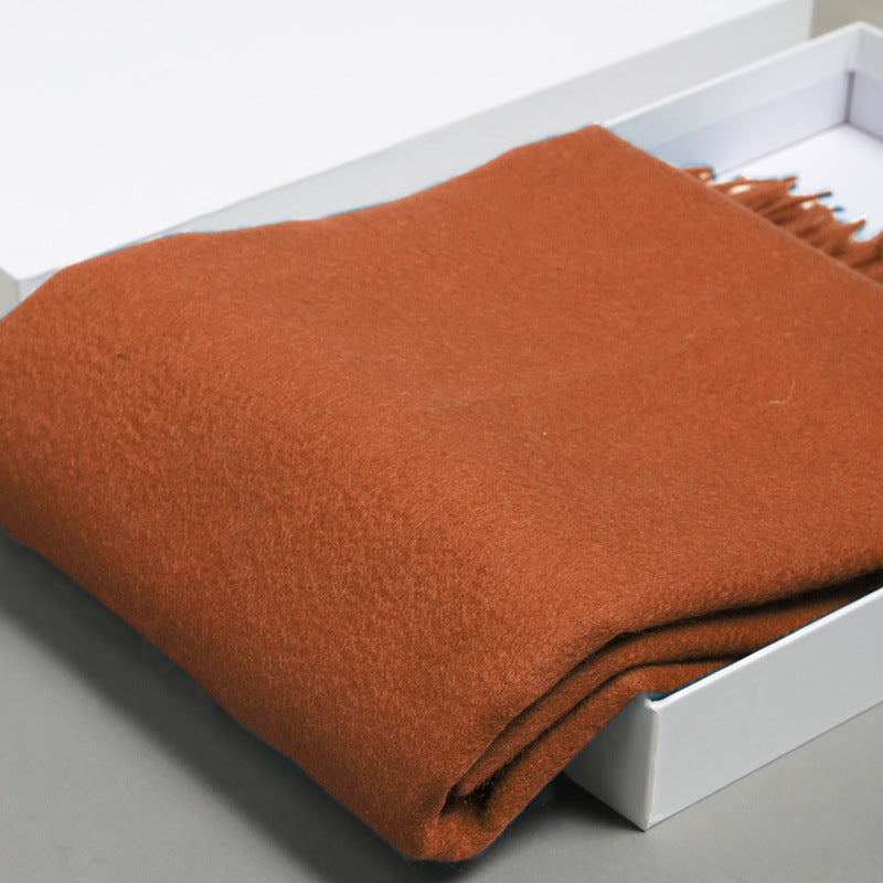Unisex cashmere fringed winter scarf - product photo 6