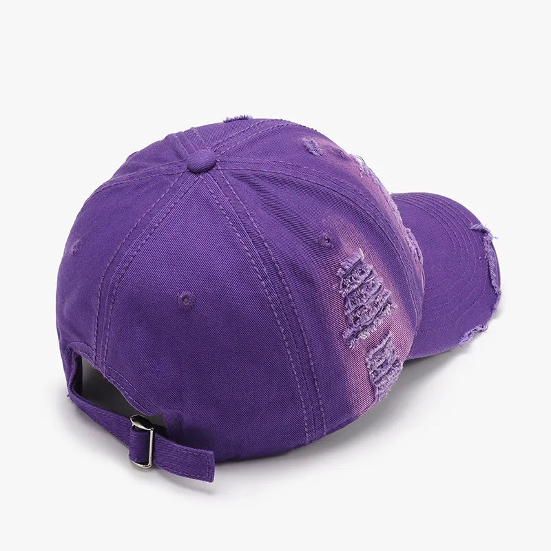 Burgundy adjustable distressed cap cotton texture