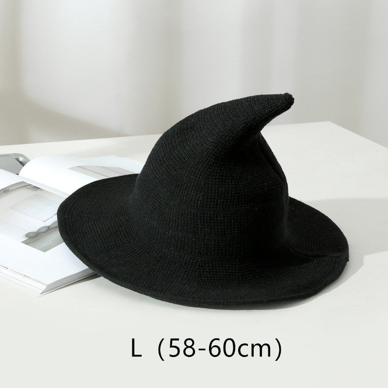 Women's Cotton Wide Brim Halloween Witch Hat - Dark Grey brim profile