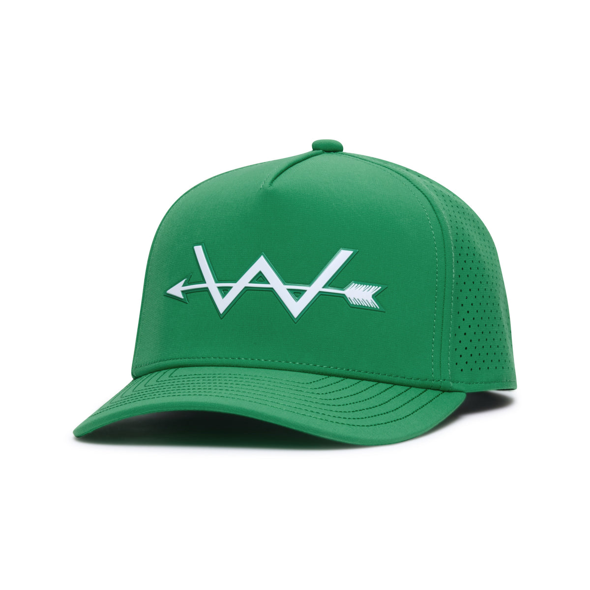 Webb Western Shamrock cap, angled front showing the crown design and brim