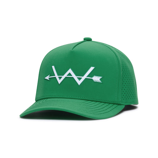 Webb Western Shamrock cap, angled front showing the crown design and brim
