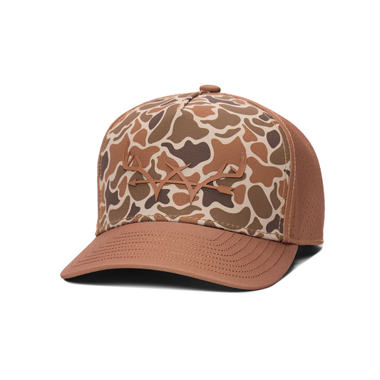 Webb Western Copper Cattail cap, angled front showing the crown design and brim