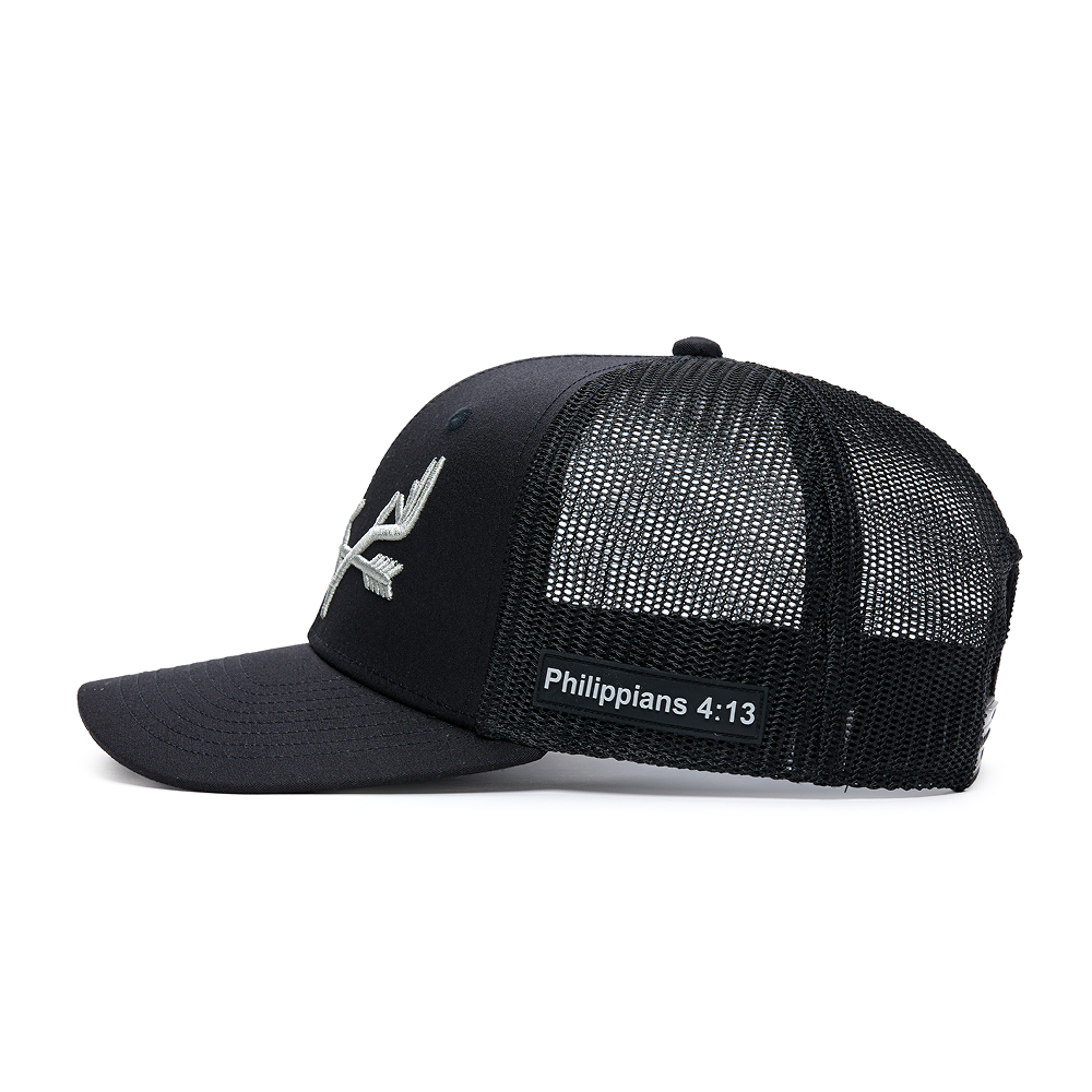 Webb Western Philippians 4:13 (Antler) cap, side profile showing the mesh back and brim