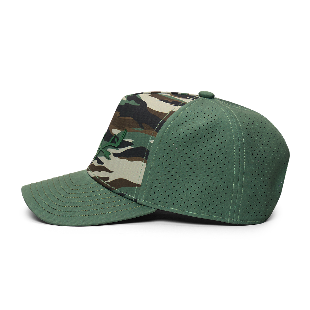 Webb Western Green Tiger cap, opposite side showing the perforated panels