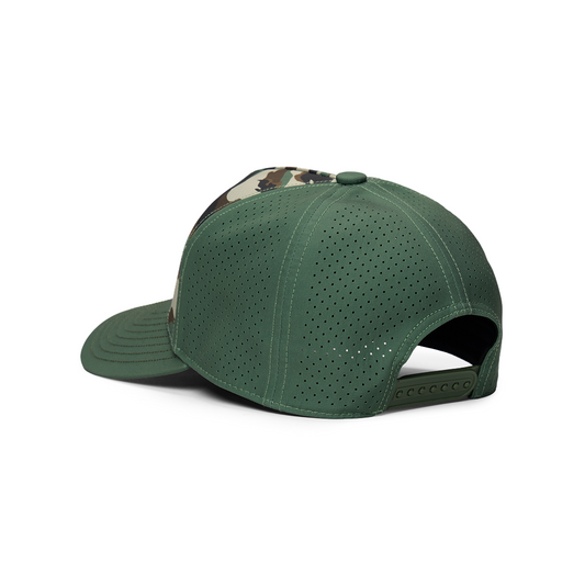 Webb Western Green Tiger cap, rear angle showing the adjustable snapback closure
