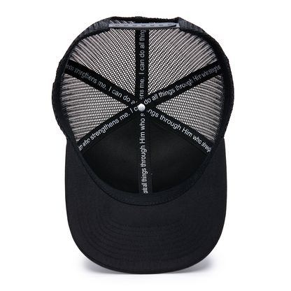 Webb Western Philippians 4:13 cap, interior view showing the sweatband and crown seams