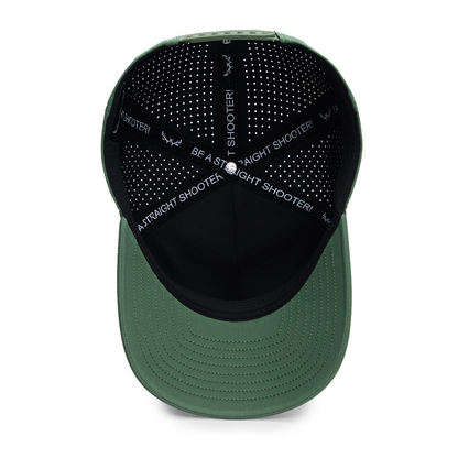 Webb Western Green Tiger cap, interior view showing the sweatband and crown seams