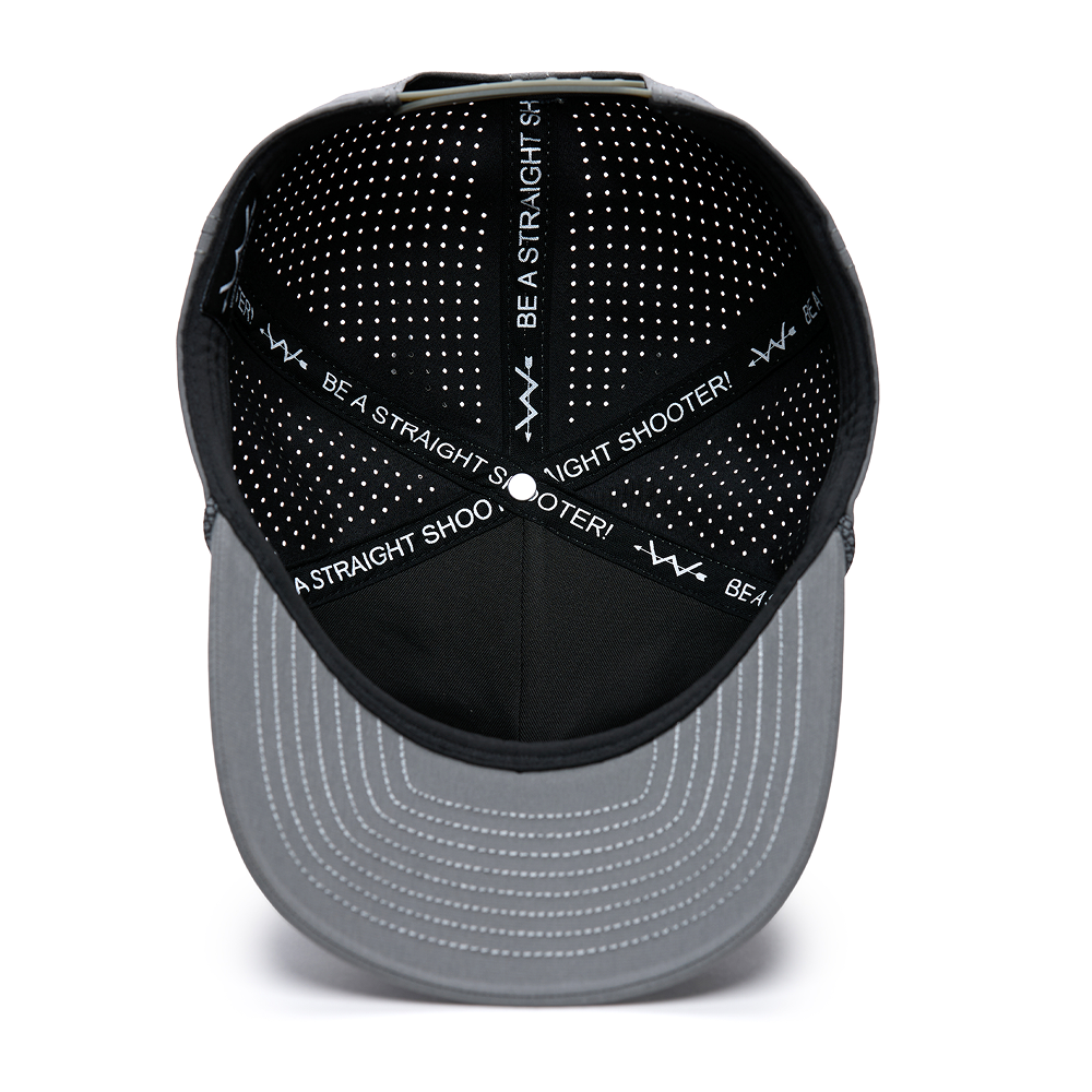 Webb Western Stealth (Gray) cap, interior view showing the sweatband and crown seams