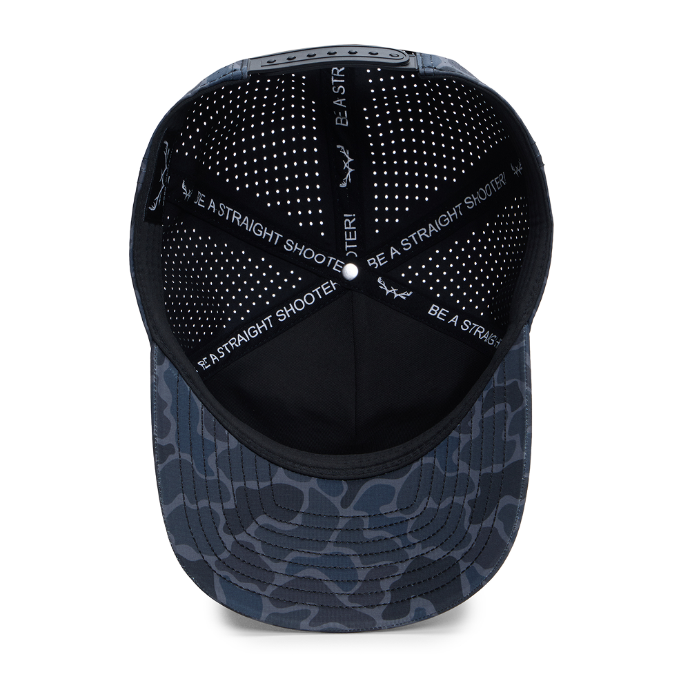 Webb Western Dark Duck cap, interior view showing the sweatband and crown seams