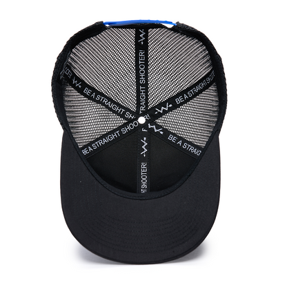 Webb Western Blue Line cap, interior view showing the sweatband and crown seams