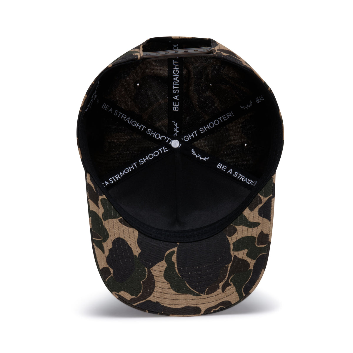 Webb Western Mallard cap, interior view showing the sweatband and crown seams