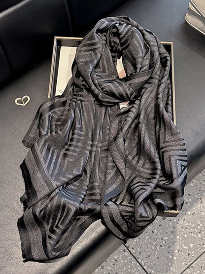 Unisex Raw Hem Lightweight Scarf in Pink - front view 13