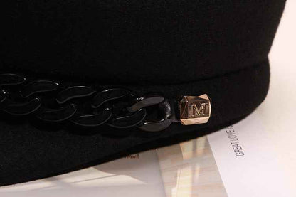 Women’s Chain Detail Wool Baker Boy Caps