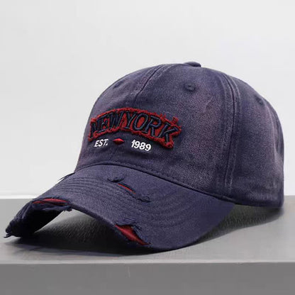 Navy blue embroidered New York denim cap