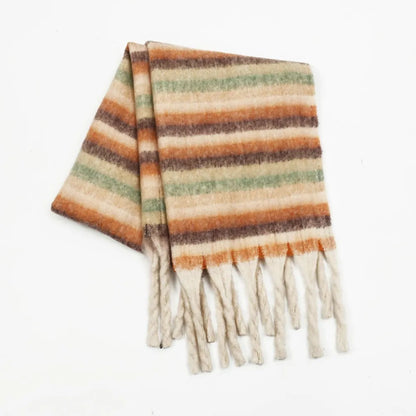 Contrast stripe fringe scarf - product photo 3