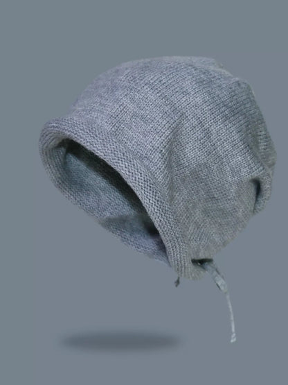 Unisex Black Soft Knit Beanie Hat outfit styling detail photo 10