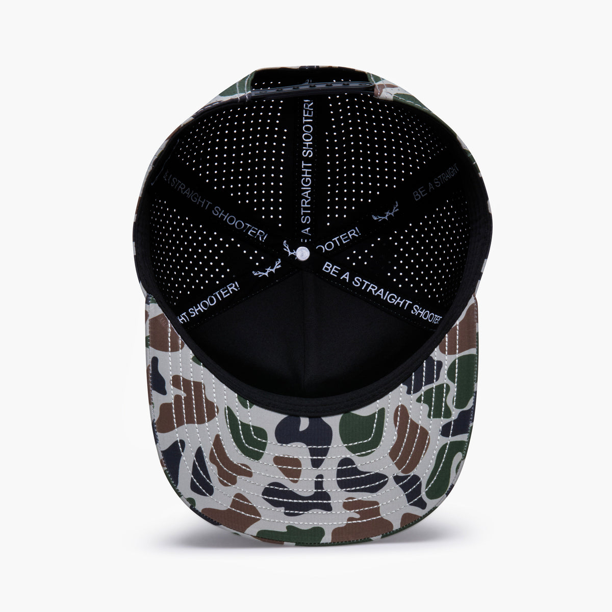Webb Western Marshland cap, interior view showing the sweatband and crown seams