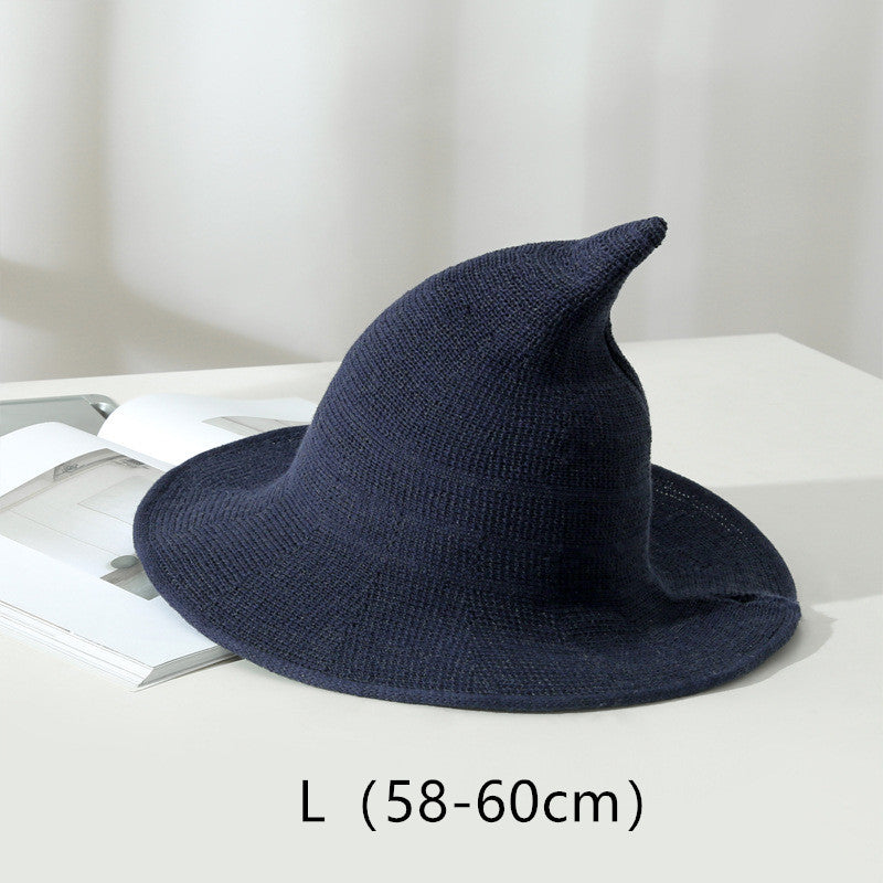 Women's Cotton Wide Brim Halloween Witch Hat - Pink decorative detail