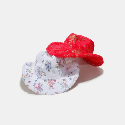 Soft polyester snowflake hat seasonal styling angle