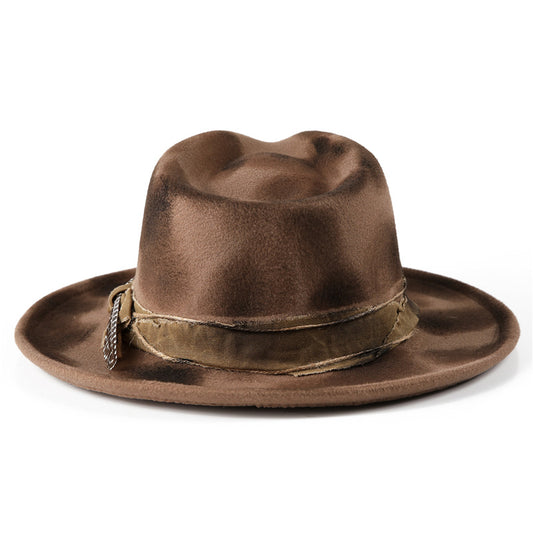 Unisex Distressed Wool Fedora Hat - Vintage Western Jazz Style product photo 2