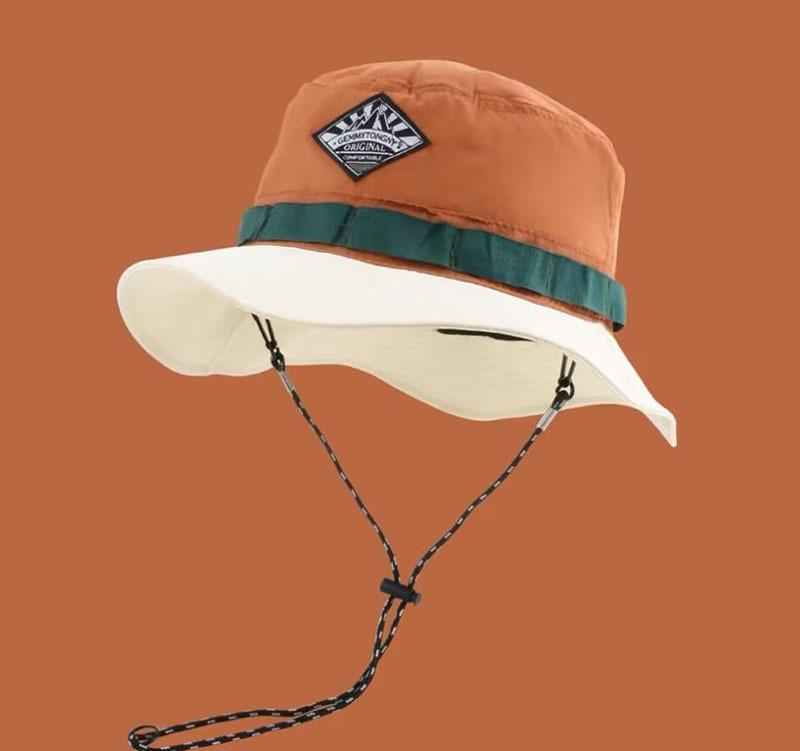 Unisex Colorblock Bucket Hat with Chin Strap – Summer Sun Hat