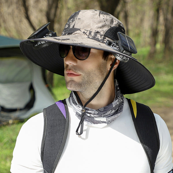 Solar dual-fan outdoor sun hat product photo