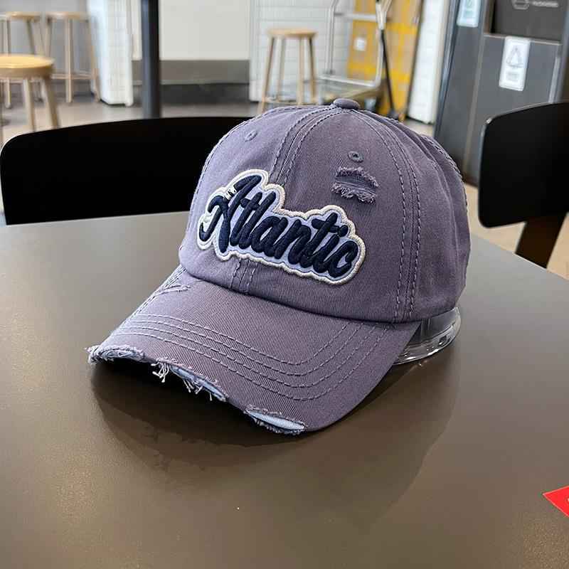 Unisex Atlantic Embroidered Distressed Baseball Cap