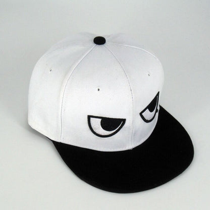 Angry-eyes embroidery crown close-up