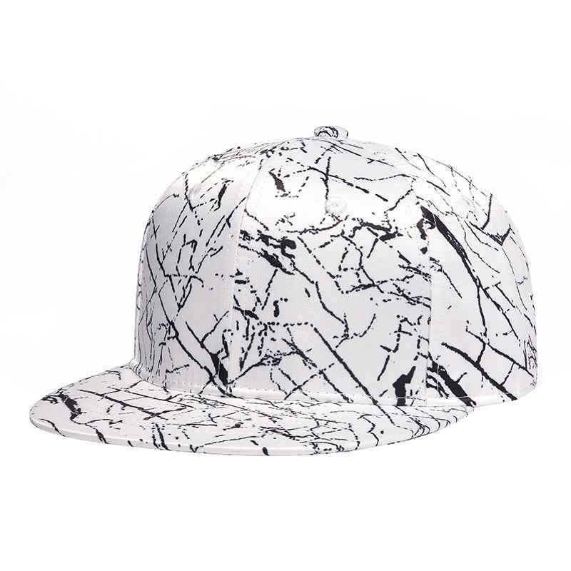 Unisex Abstract Marble Print Flat Brim Snapback Cap