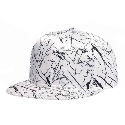 Unisex Abstract Marble Print Flat Brim Snapback Cap