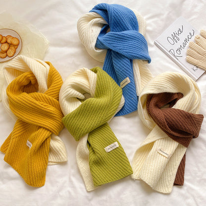 Unisex Two-Tone Ribbed Knit Winter Scarf — assortment of two-tone ribbed scarves in bright and neutral colors