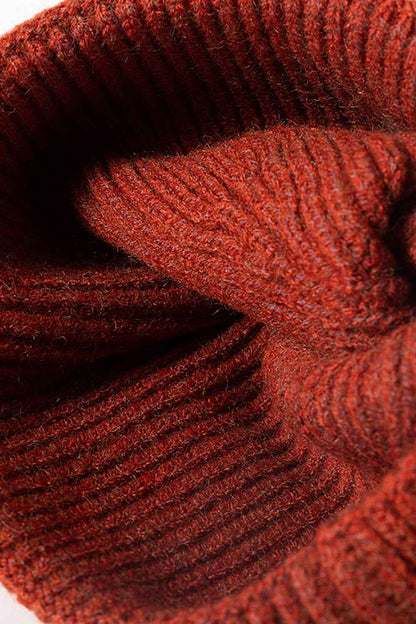 Gray rib-knit NEWYORK beanie soft winter view