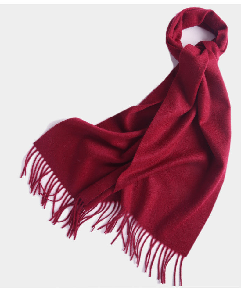 Unisex cashmere fringed winter scarf - product photo 1
