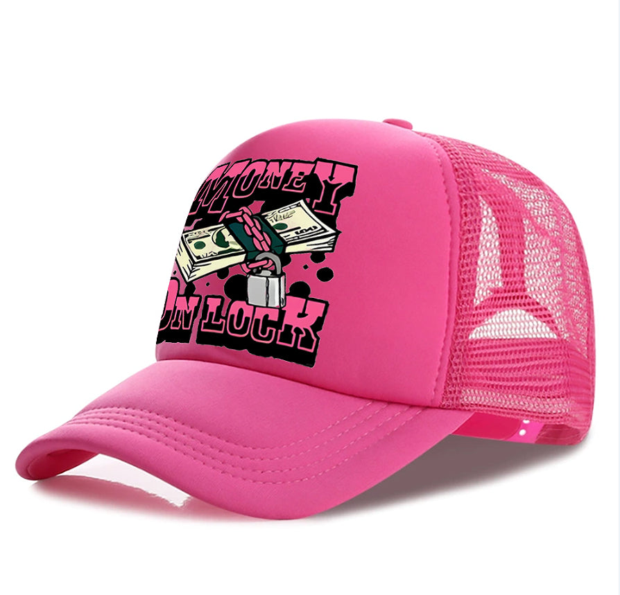 Mesh trucker cap crown and brim detail