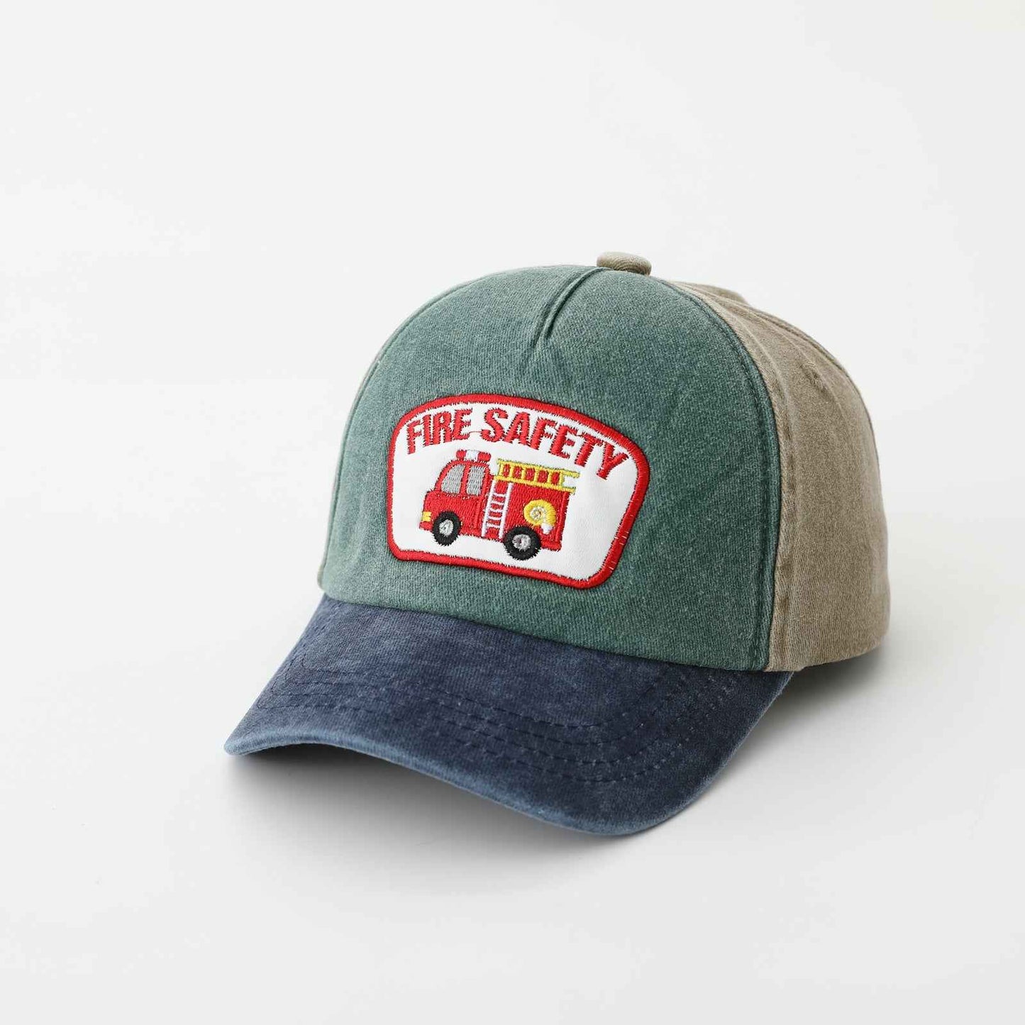 Grey orange kids baseball cap side profile