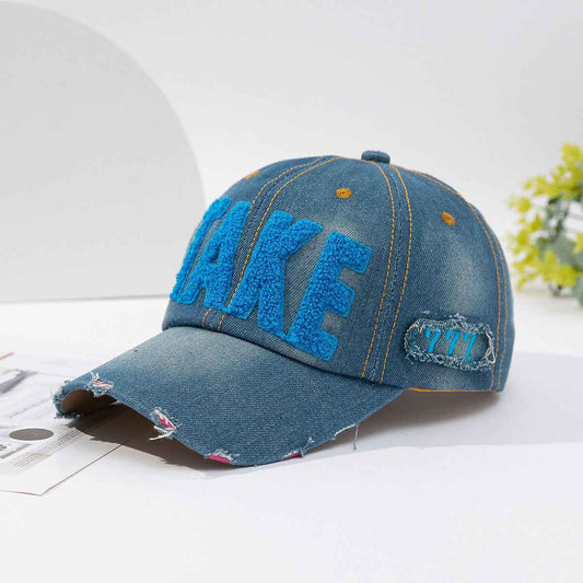 Unisex TAKE Chenille Embroidered Distressed Baseball Cap